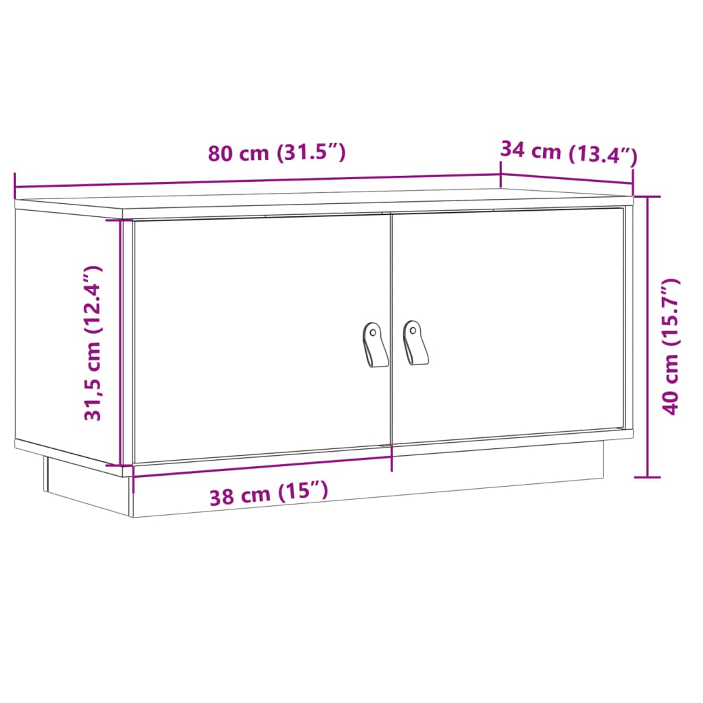 vidaXL Szafka pod TV, miodowy brąz, 80x34x40 cm, lite drewno sosnowe