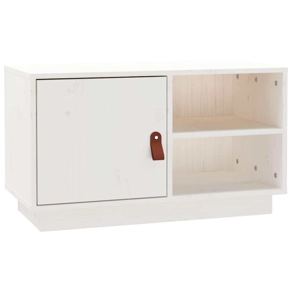 vidaXL Szafka pod telewizor, biała, 70x34x40 cm, lite drewno sosnowe