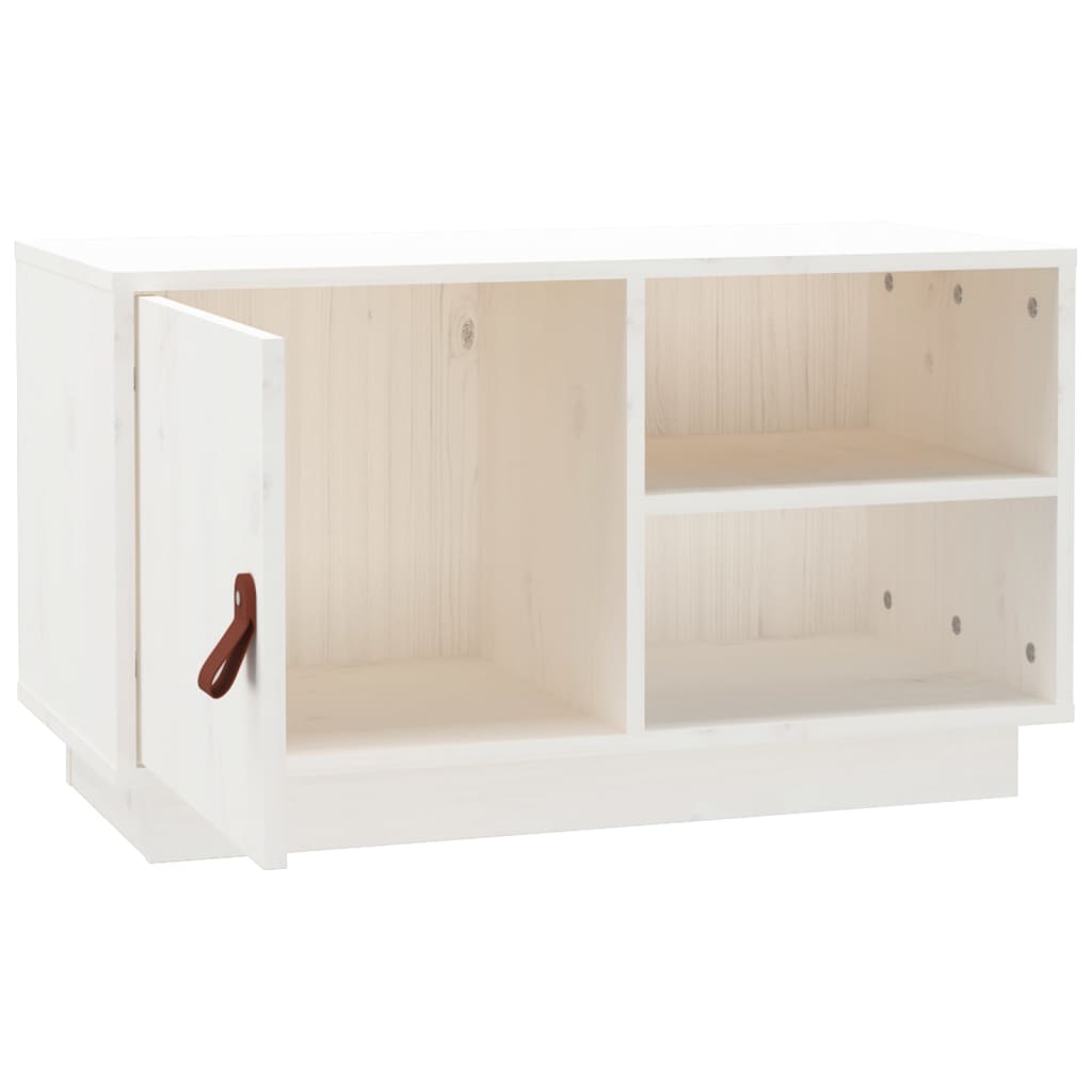 vidaXL Szafka pod telewizor, biała, 70x34x40 cm, lite drewno sosnowe