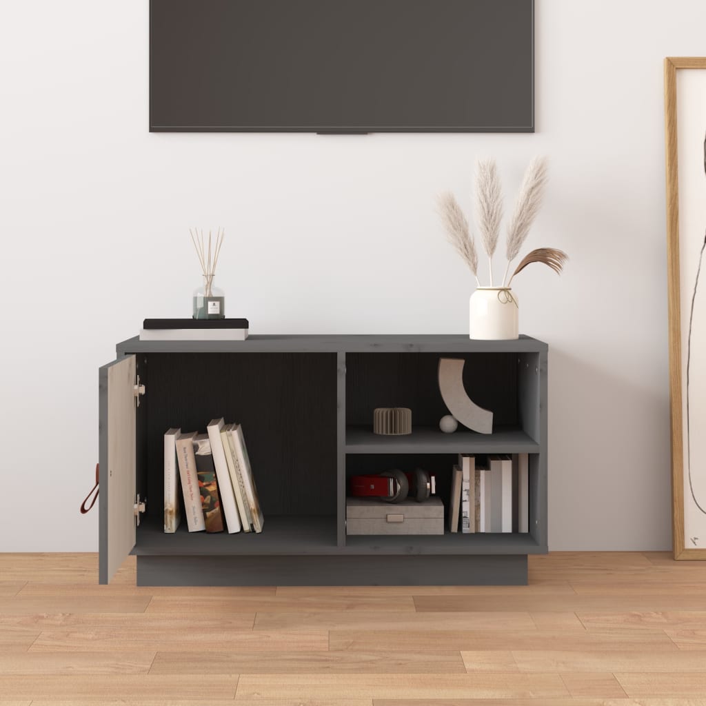 vidaXL Szafka pod TV, szara, 70x34x40 cm, lite drewno sosnowe