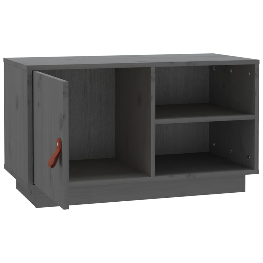 vidaXL Szafka pod TV, szara, 70x34x40 cm, lite drewno sosnowe