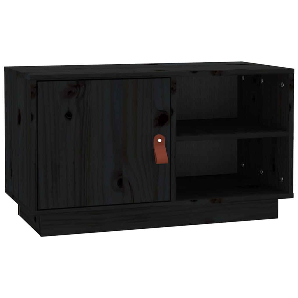 vidaXL Szafka pod TV, czarna, 70x34x40 cm, lite drewno sosnowe
