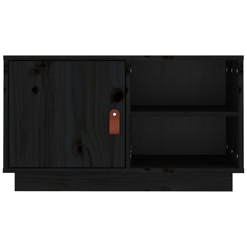 vidaXL Szafka pod TV, czarna, 70x34x40 cm, lite drewno sosnowe