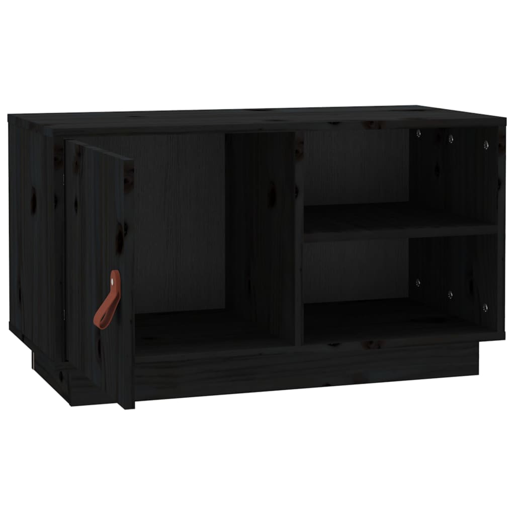 vidaXL Szafka pod TV, czarna, 70x34x40 cm, lite drewno sosnowe