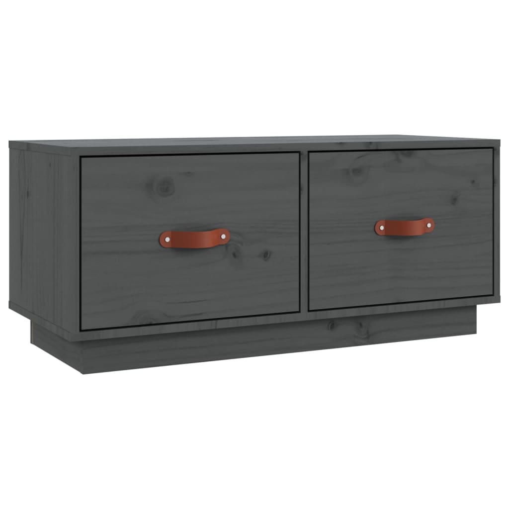 vidaXL Szafka pod TV, szara, 80x34x35 cm, lite drewno sosnowe
