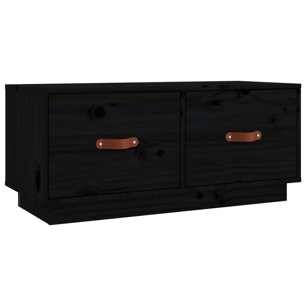 vidaXL Szafka pod TV, czarna, 80x34x35 cm, lite drewno sosnowe