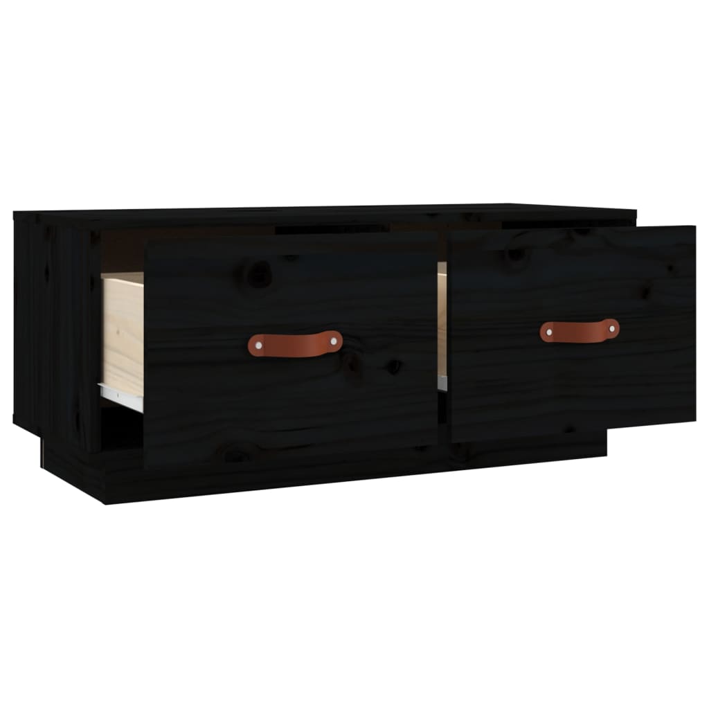 vidaXL Szafka pod TV, czarna, 80x34x35 cm, lite drewno sosnowe