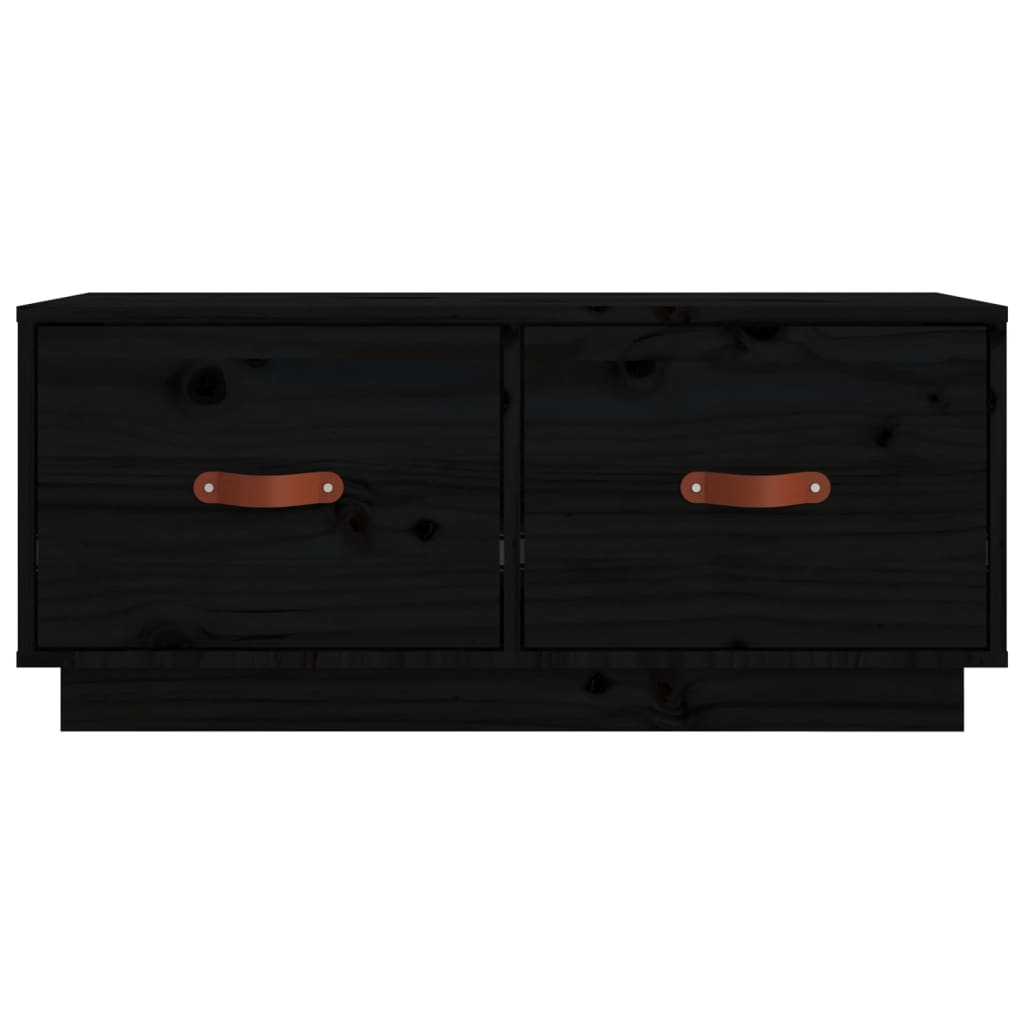 vidaXL Szafka pod TV, czarna, 80x34x35 cm, lite drewno sosnowe