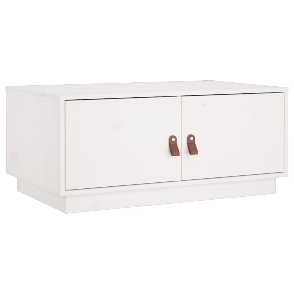 vidaXL Stolik kawowy, biały, 80x50x35 cm, lite drewno sosnowe