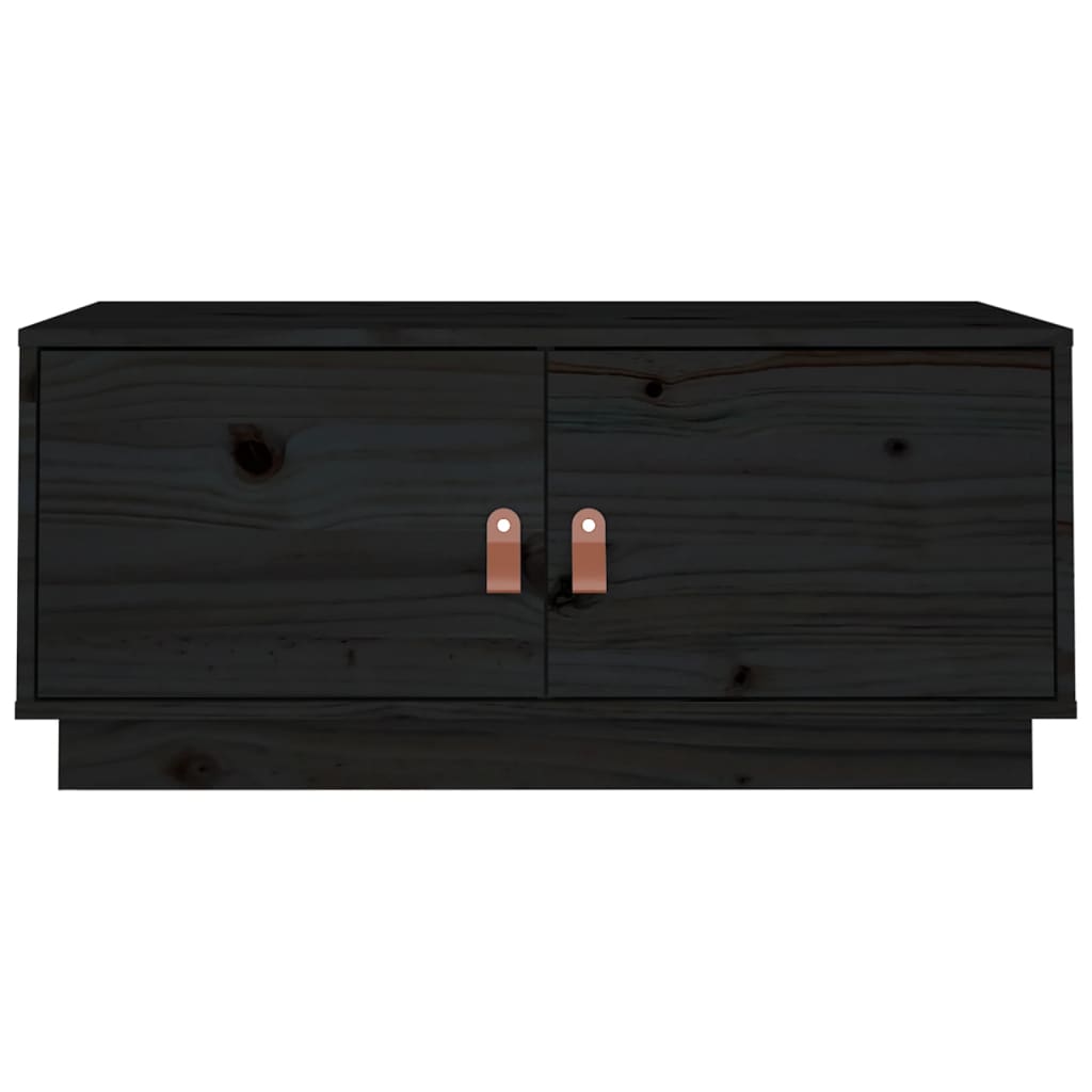 vidaXL Stolik kawowy, czarny, 80x50x35 cm, lite drewno sosnowe