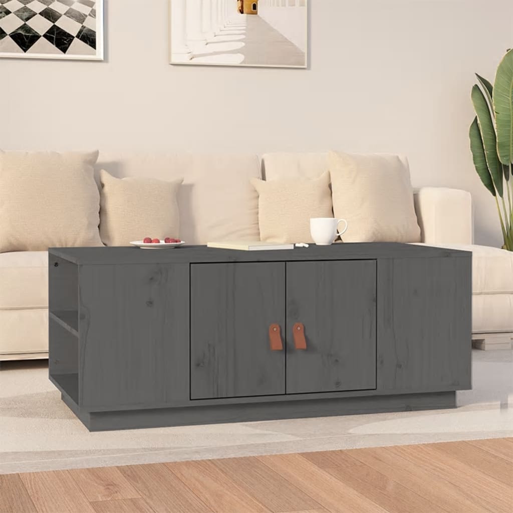 vidaXL Stolik kawowy, szary, 100x50x41 cm, lite drewno sosnowe