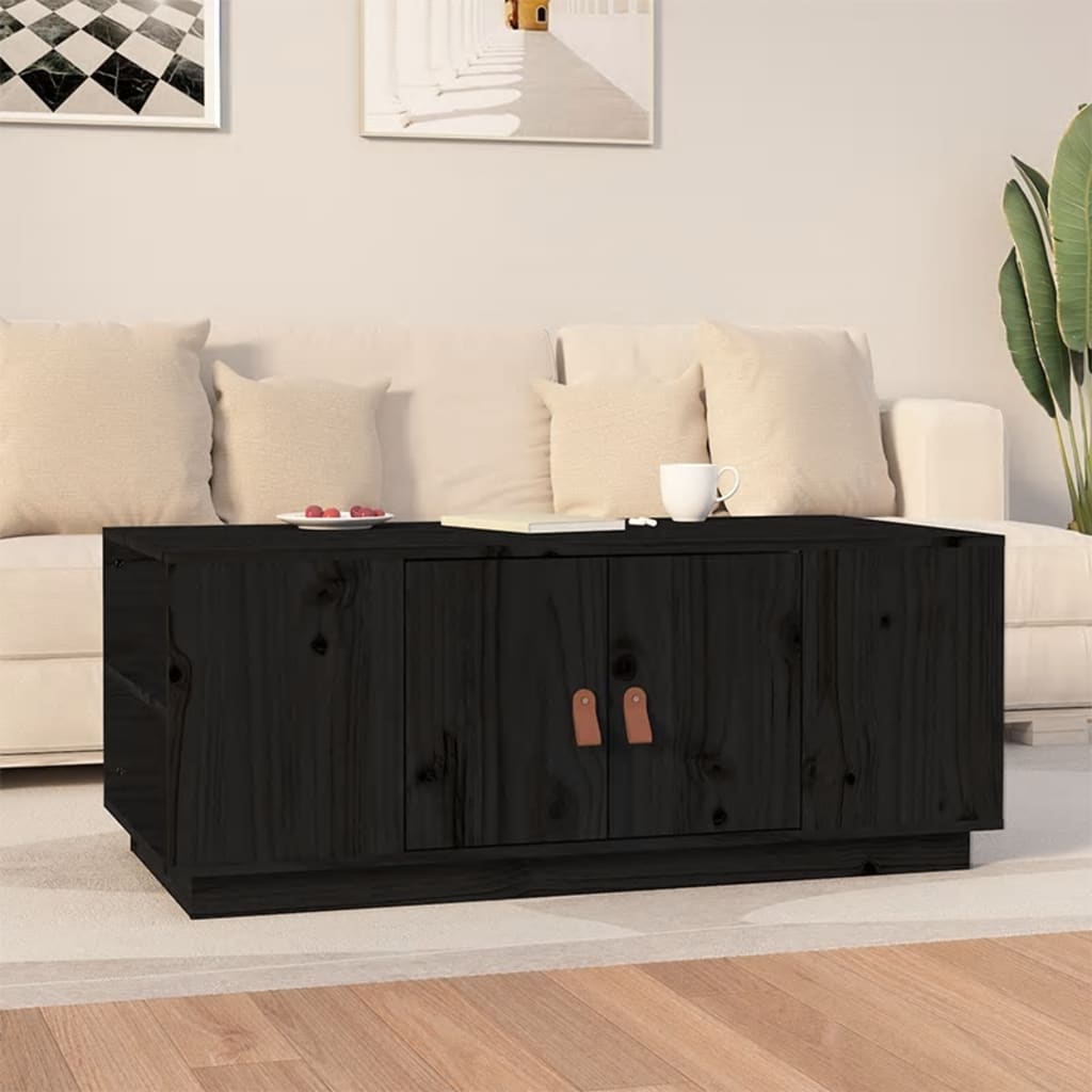 vidaXL Stolik kawowy, czarny, 100x50x41 cm, lite drewno sosnowe