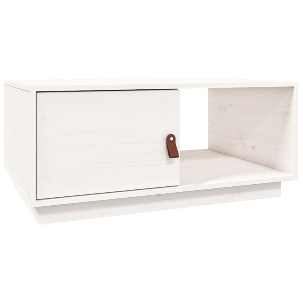 vidaXL Stolik kawowy, biały, 80x50x35,5 cm, lite drewno sosnowe