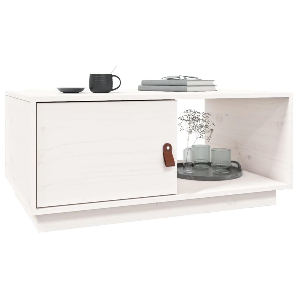vidaXL Stolik kawowy, biały, 80x50x35,5 cm, lite drewno sosnowe