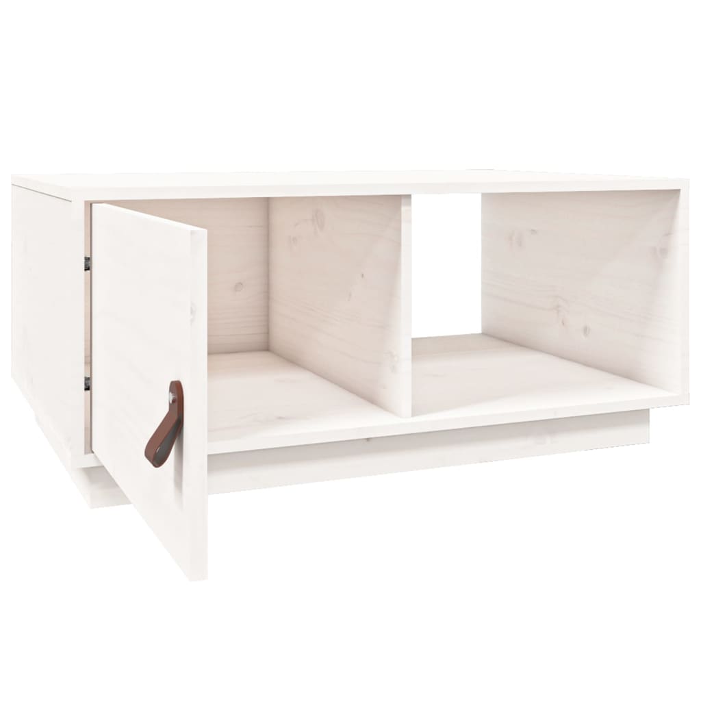 vidaXL Stolik kawowy, biały, 80x50x35,5 cm, lite drewno sosnowe