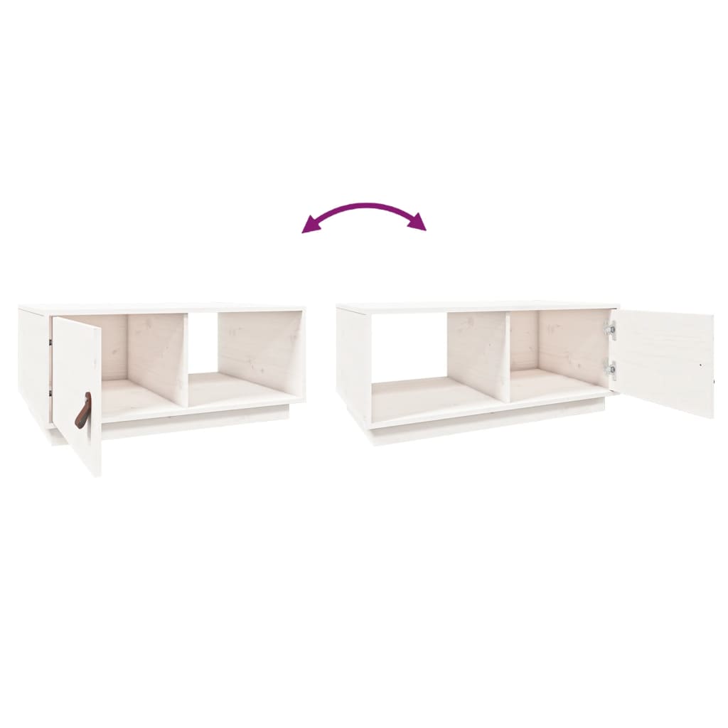 vidaXL Stolik kawowy, biały, 80x50x35,5 cm, lite drewno sosnowe