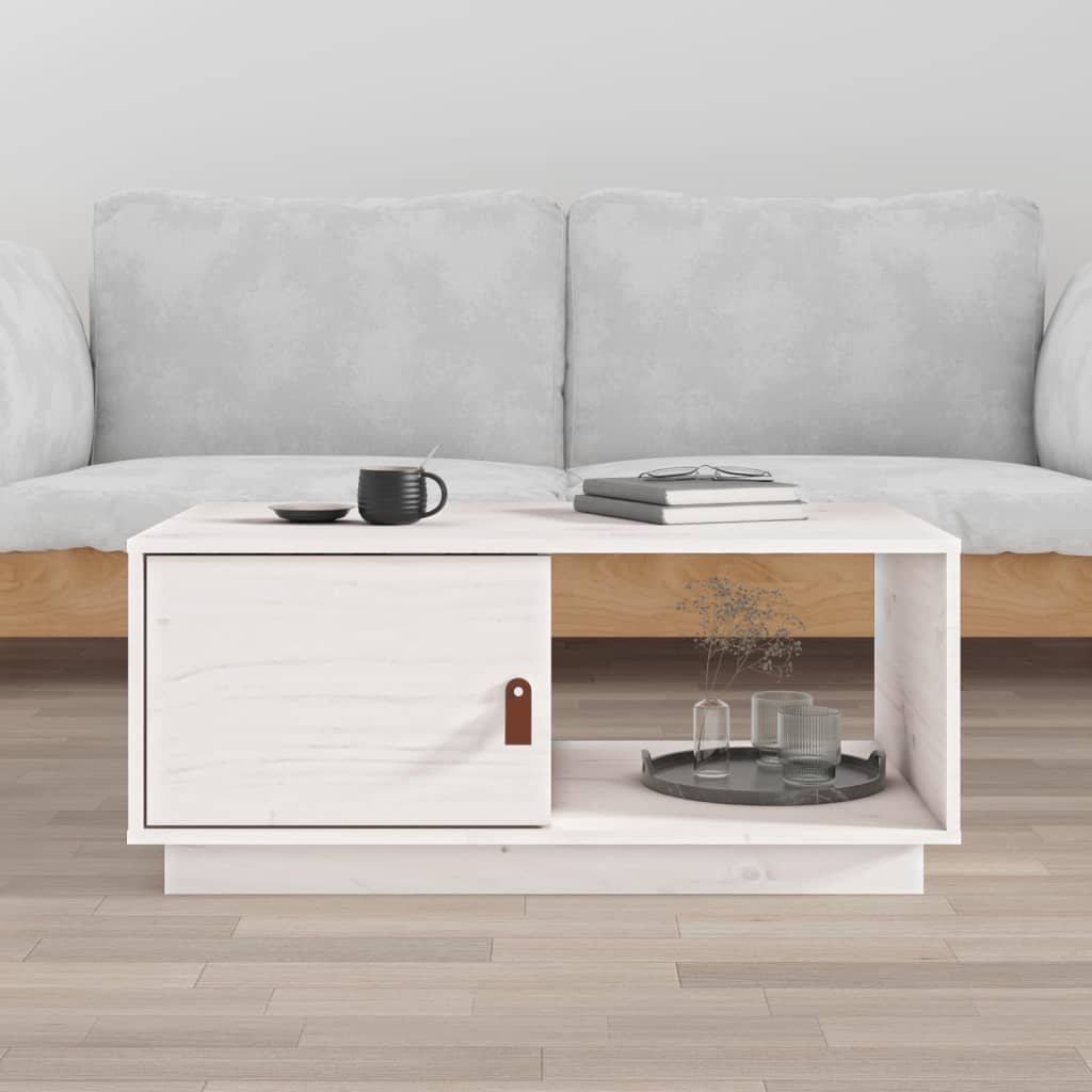 vidaXL Stolik kawowy, biały, 80x50x35,5 cm, lite drewno sosnowe