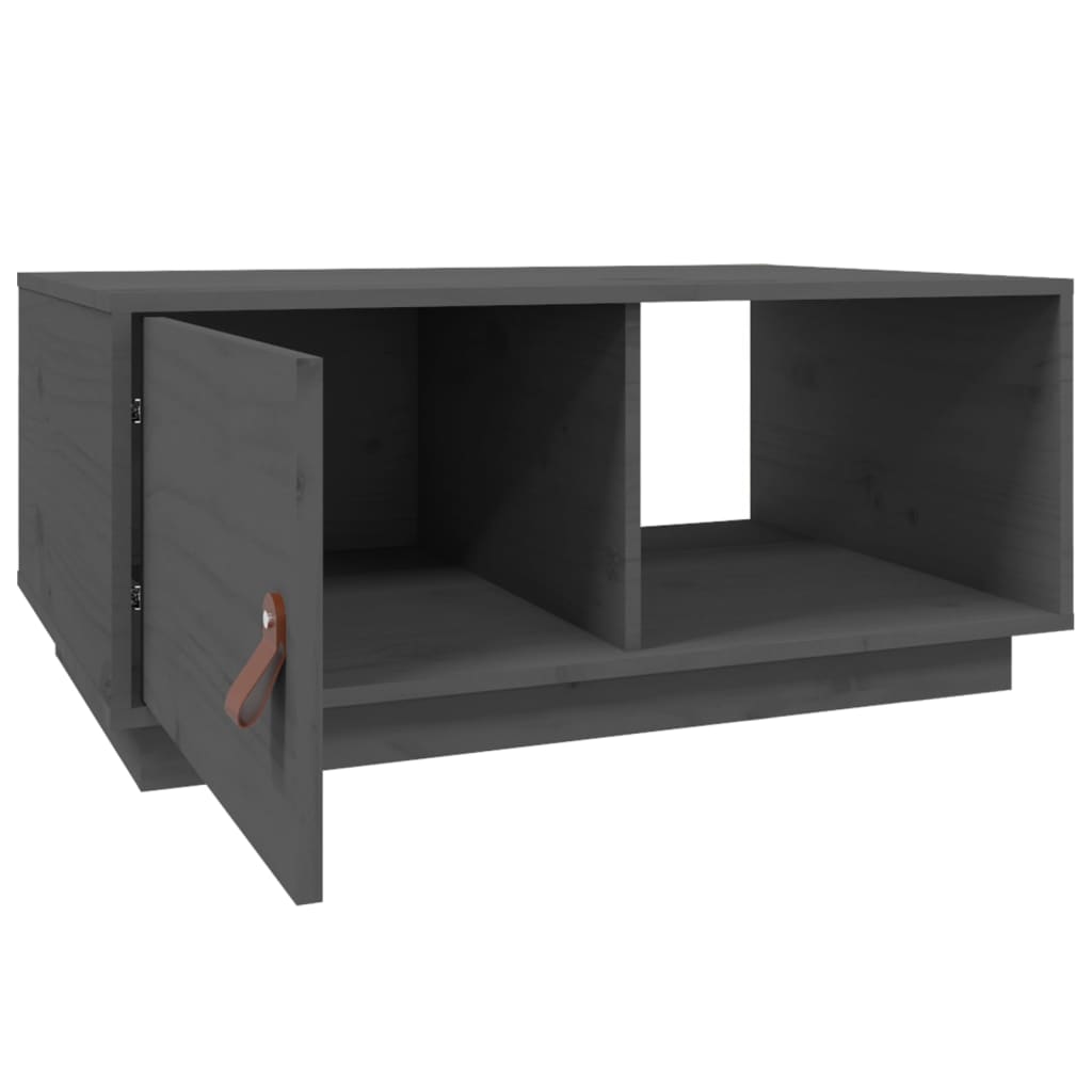 vidaXL Stolik kawowy, szary, 80x50x35,5 cm, lite drewno sosnowe