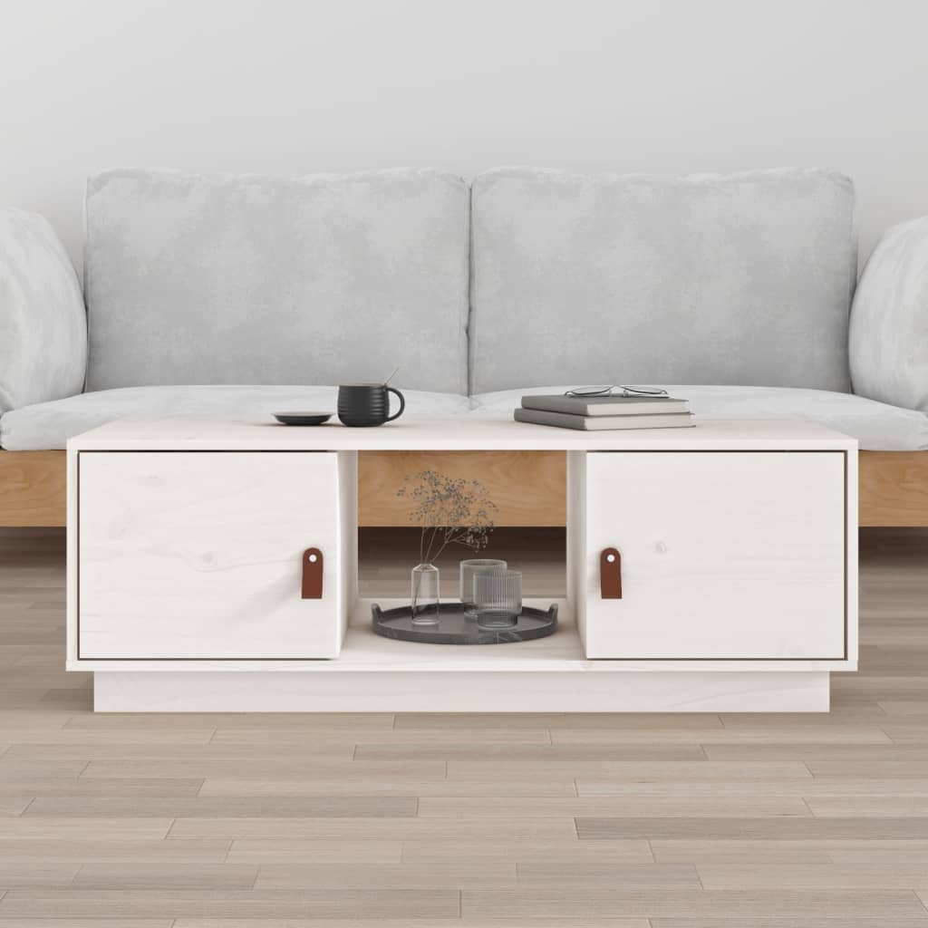 vidaXL Stolik kawowy, biały, 100x50x35 cm, lite drewno sosnowe