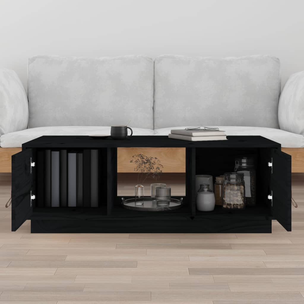 vidaXL Stolik kawowy, czarny, 100x50x35 cm, lite drewno sosnowe
