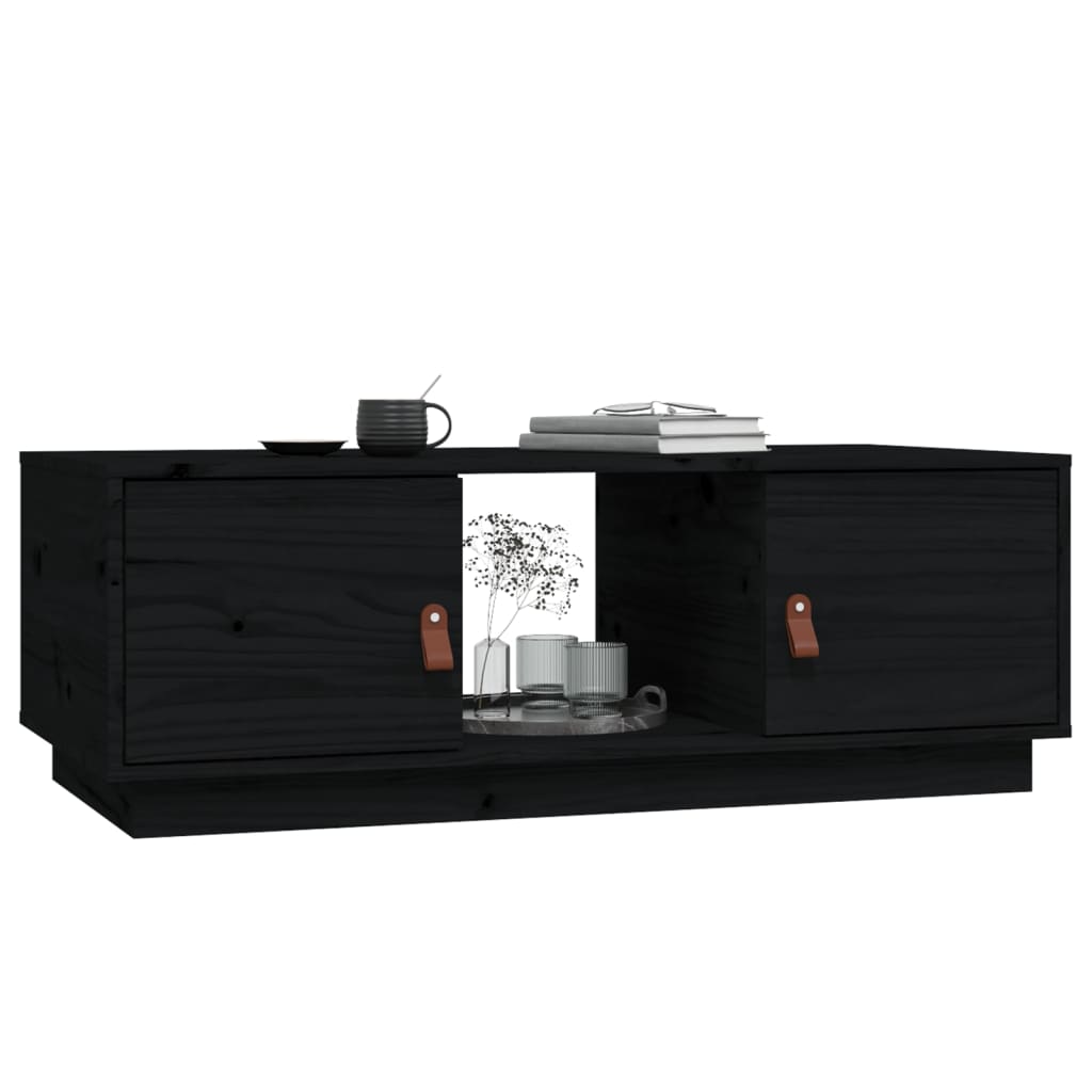 vidaXL Stolik kawowy, czarny, 100x50x35 cm, lite drewno sosnowe