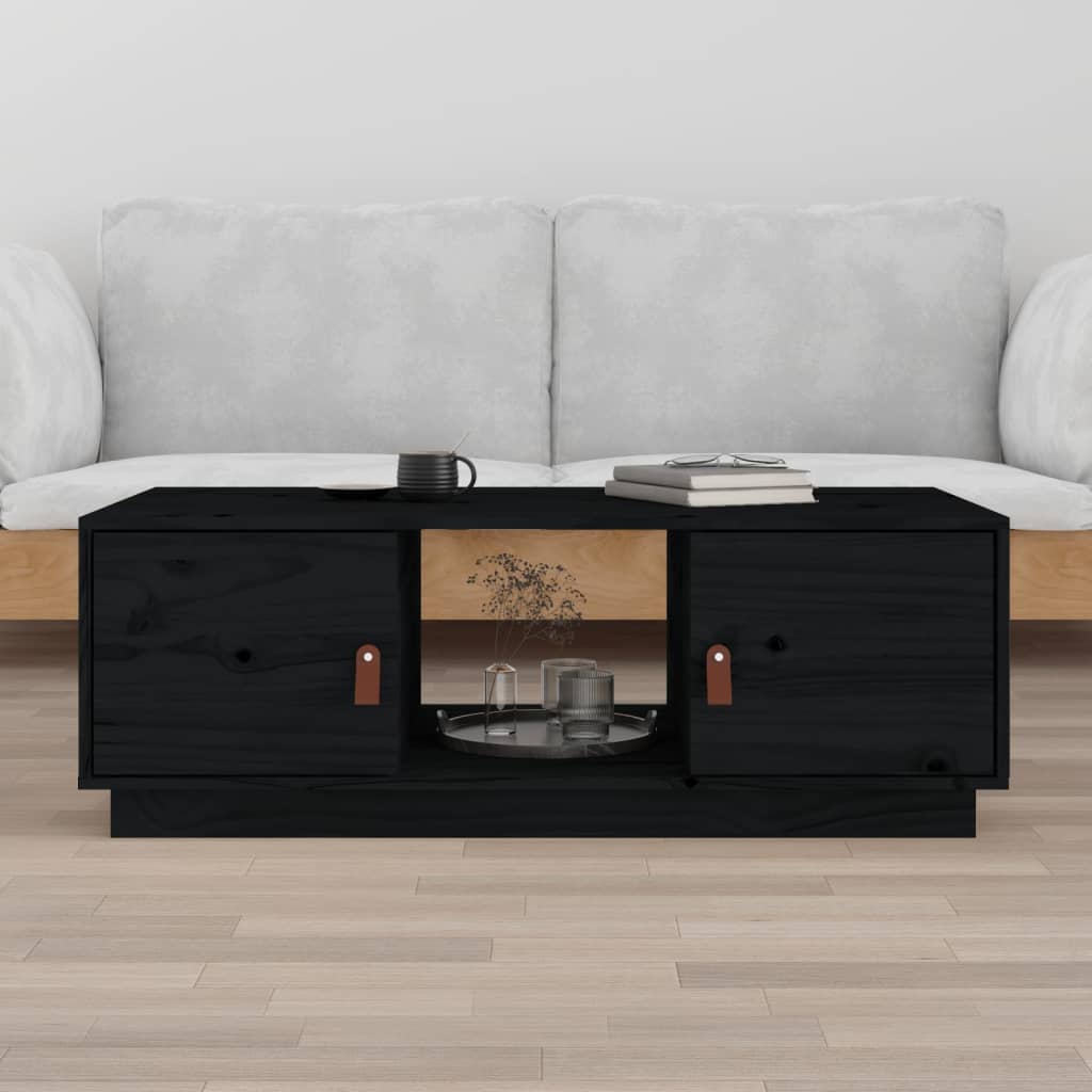 vidaXL Stolik kawowy, czarny, 100x50x35 cm, lite drewno sosnowe