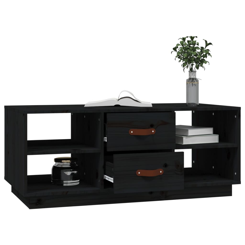 vidaXL Stolik kawowy, czarny, 100x50x41 cm, lite drewno sosnowe