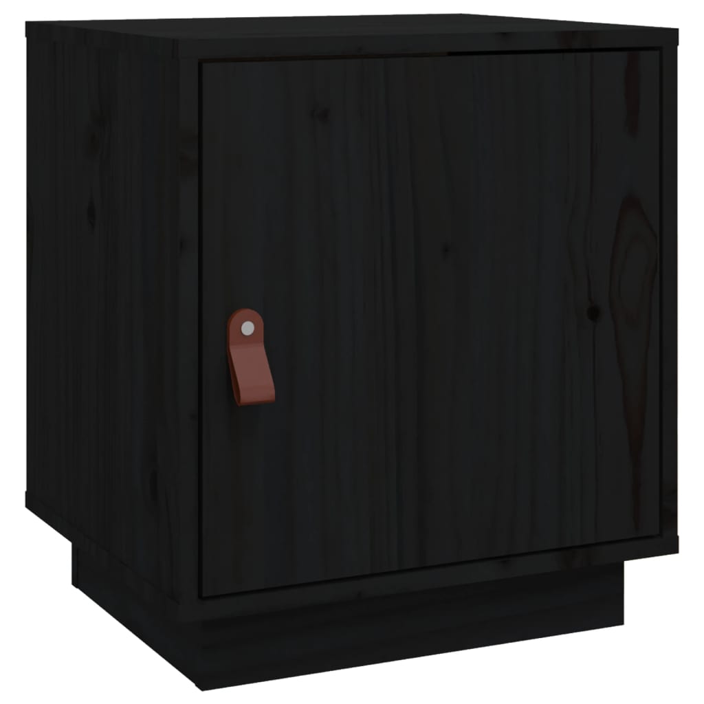 vidaXL Szafka nocna, czarna, 40x34x45 cm, lite drewno sosnowe