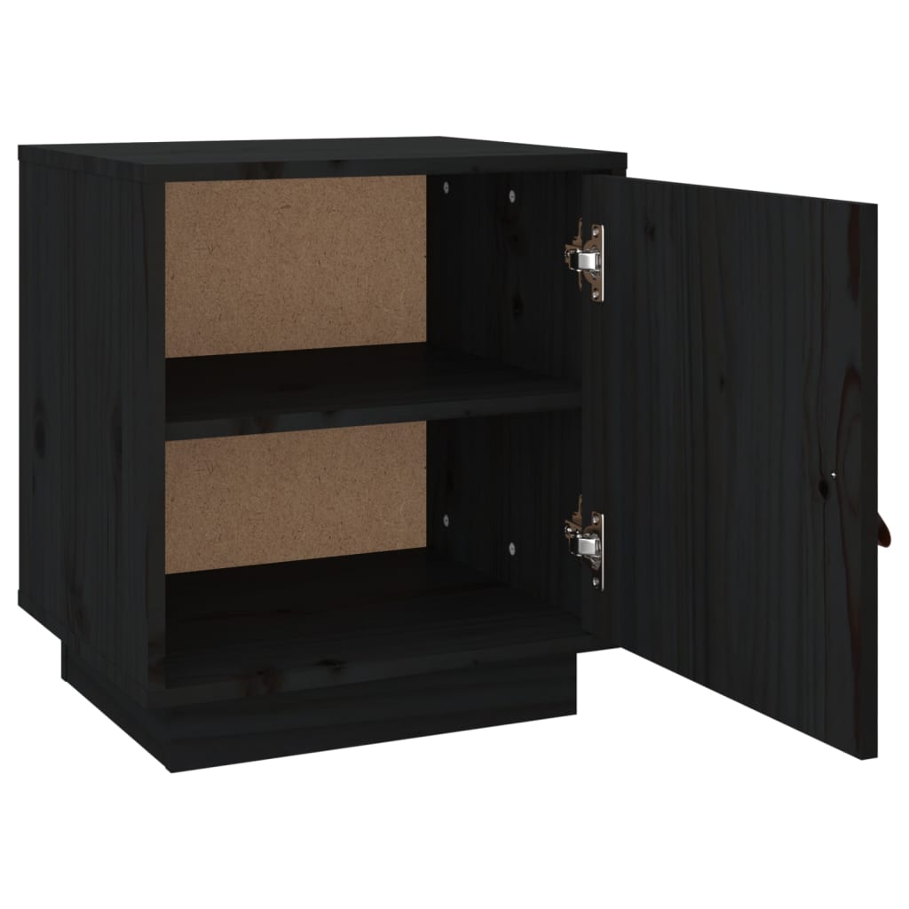 vidaXL Szafka nocna, czarna, 40x34x45 cm, lite drewno sosnowe