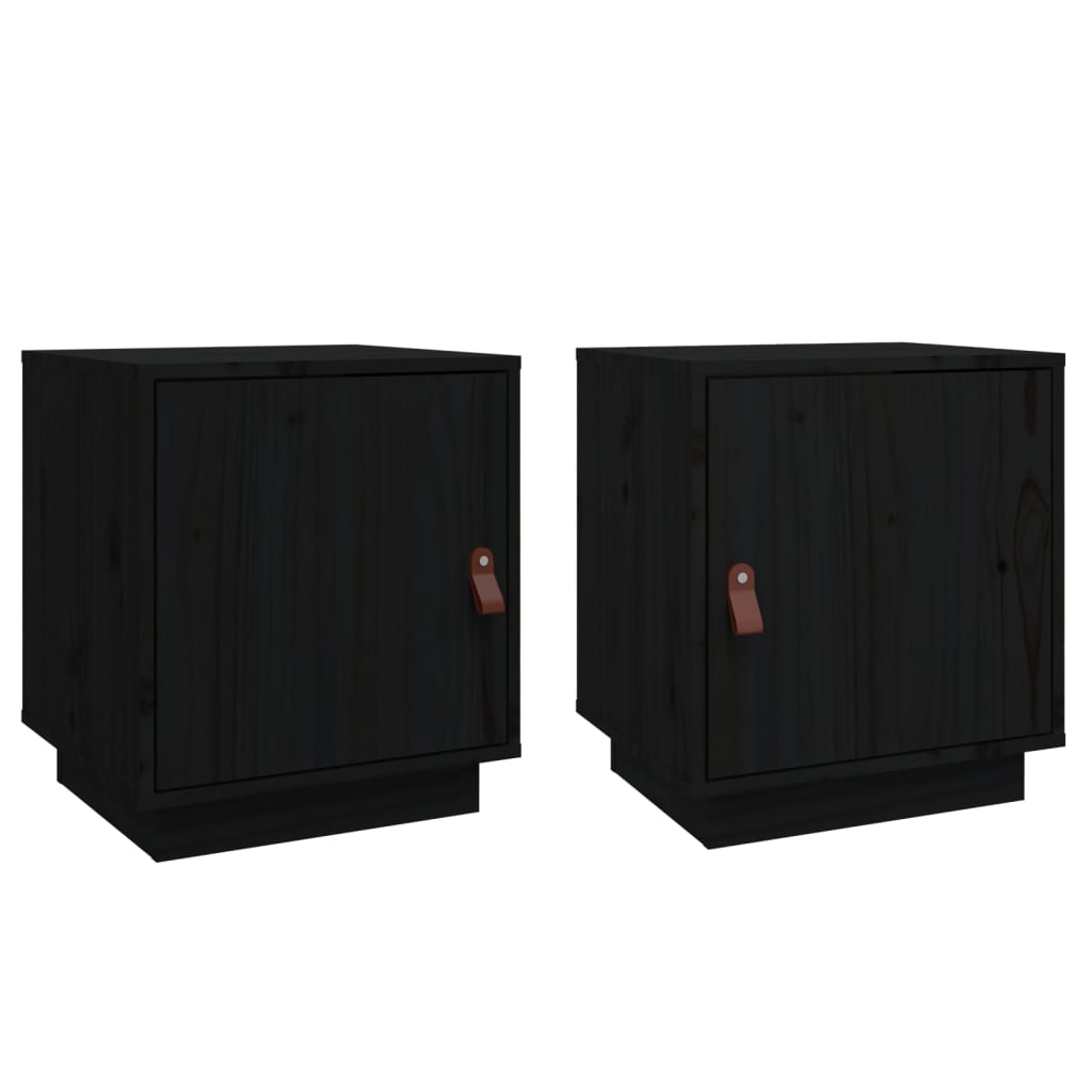 vidaXL Szafki nocne, 2 szt., czarne, 40x34x45 cm, lite drewno sosnowe