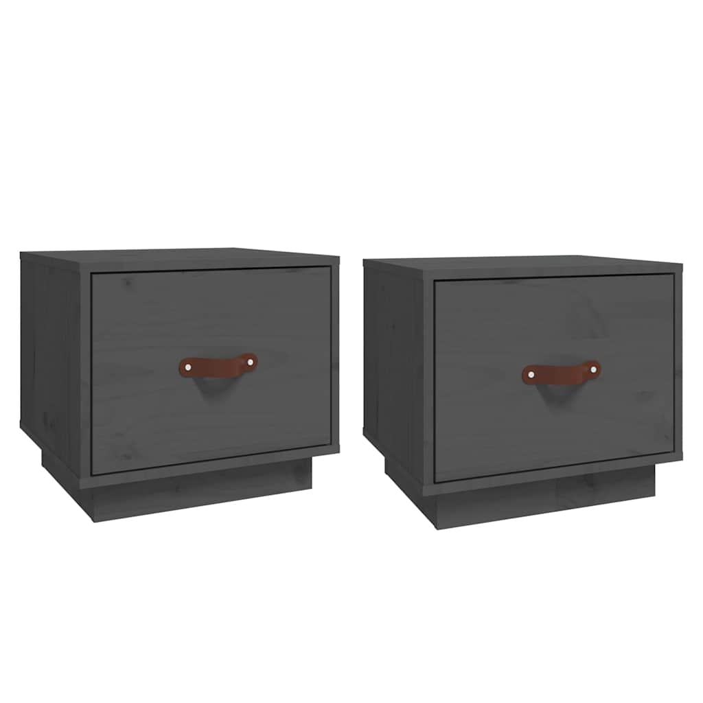 vidaXL Szafki nocne, 2 szt., szare, 40x34x35 cm, lite drewno sosnowe