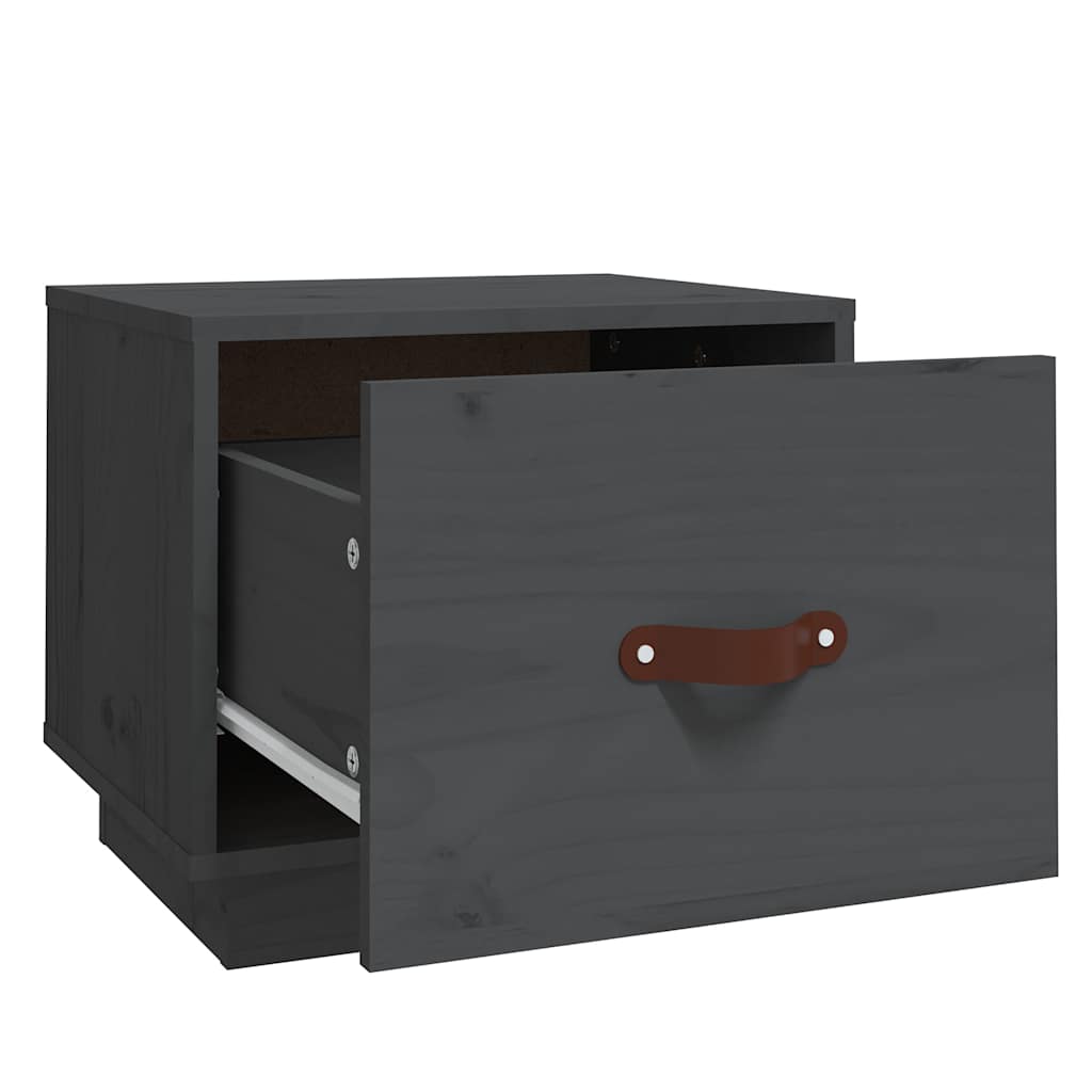 vidaXL Szafki nocne, 2 szt., szare, 40x34x35 cm, lite drewno sosnowe