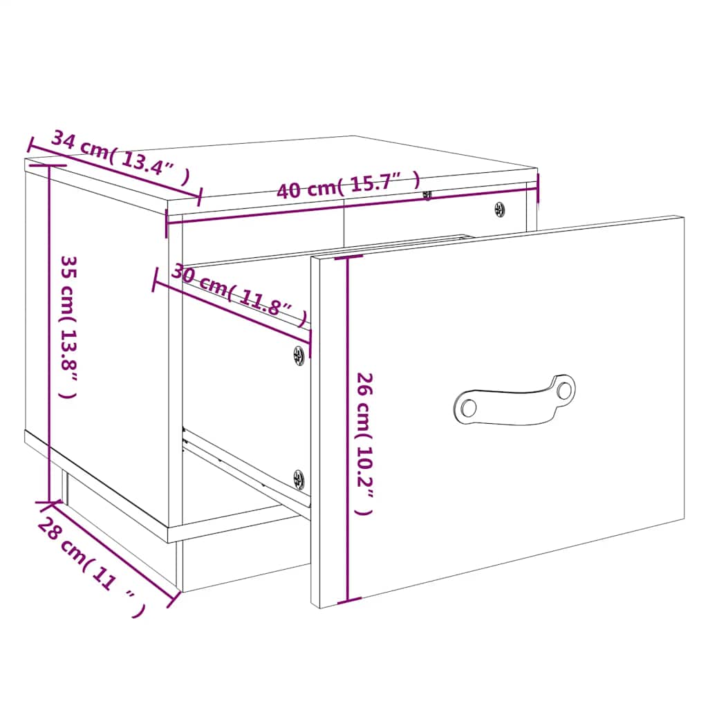 vidaXL Szafki nocne, 2 szt., szare, 40x34x35 cm, lite drewno sosnowe