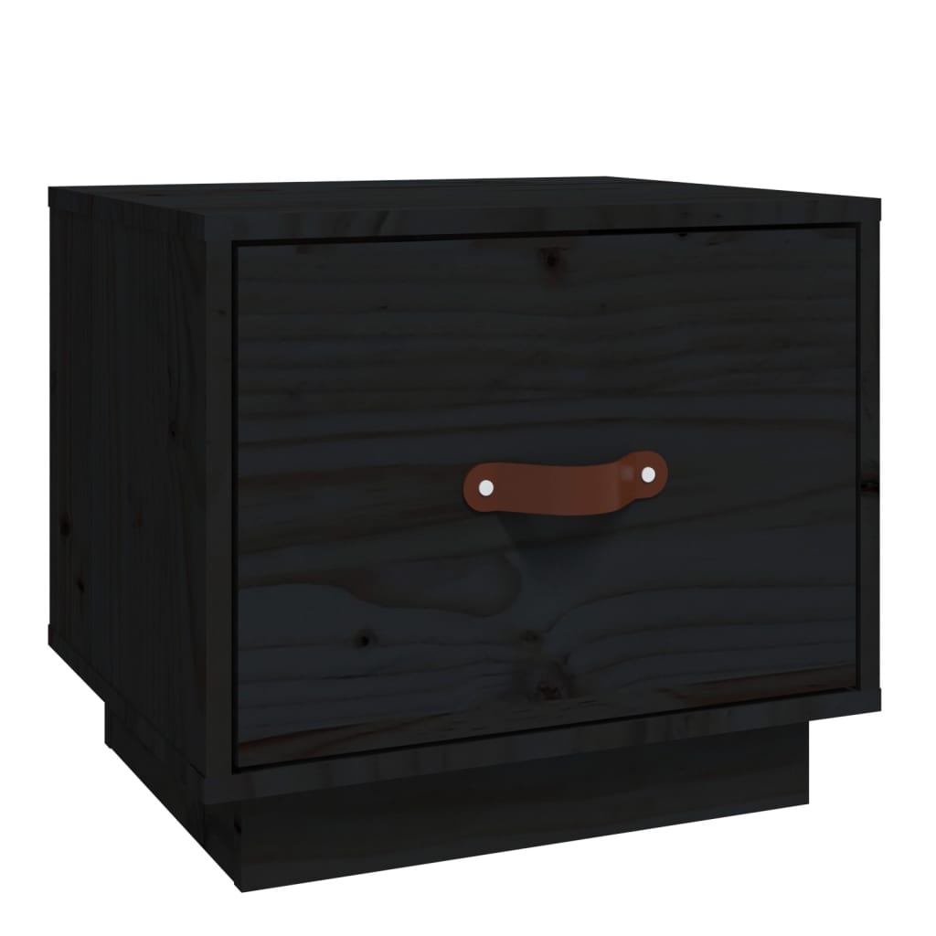 vidaXL Szafka nocna, czarna, 40x34x35 cm, lite drewno sosnowe
