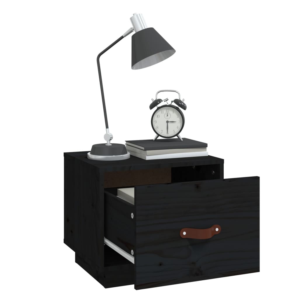 vidaXL Szafka nocna, czarna, 40x34x35 cm, lite drewno sosnowe