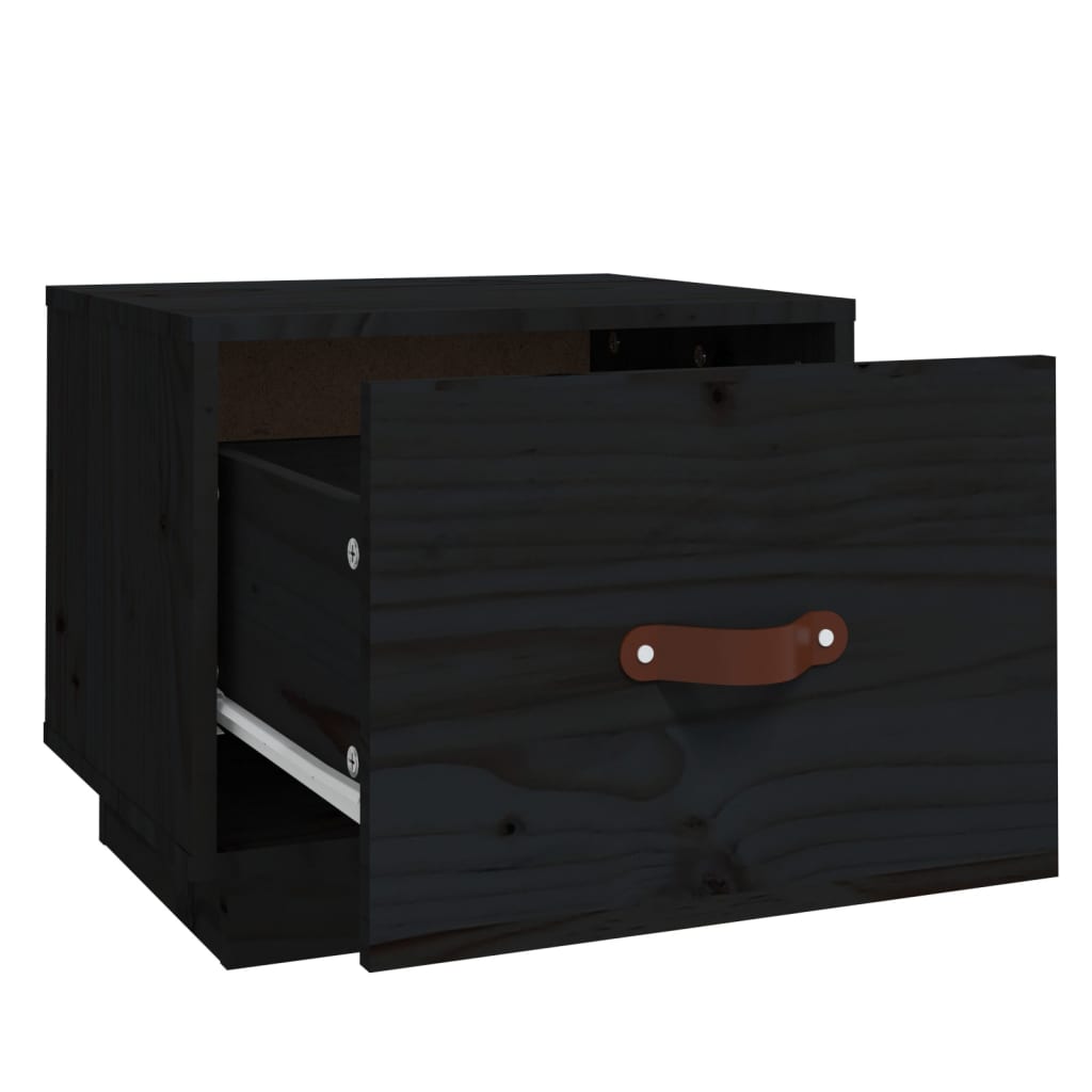 vidaXL Szafka nocna, czarna, 40x34x35 cm, lite drewno sosnowe