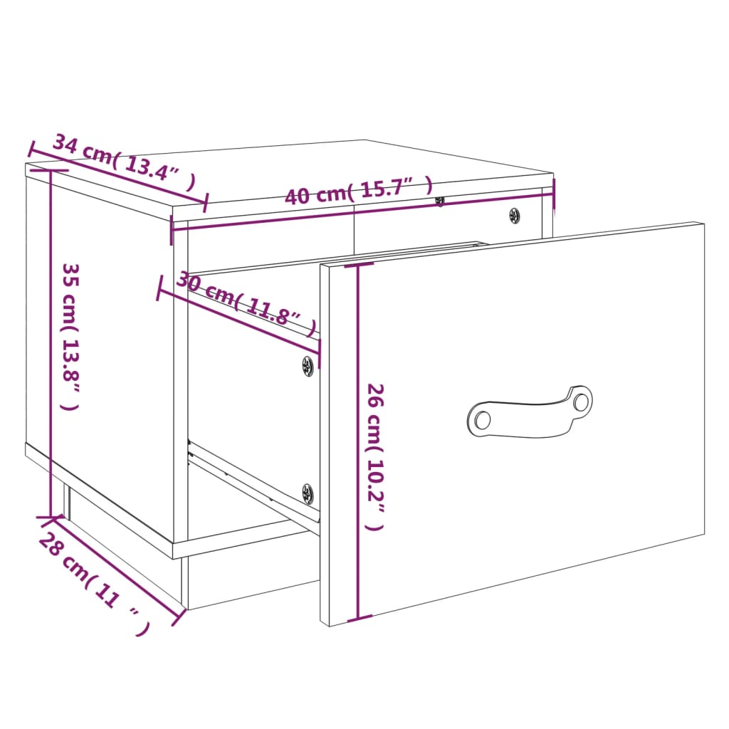 vidaXL Szafki nocne, 2 szt., czarne, 40x34x35 cm, lite drewno sosnowe