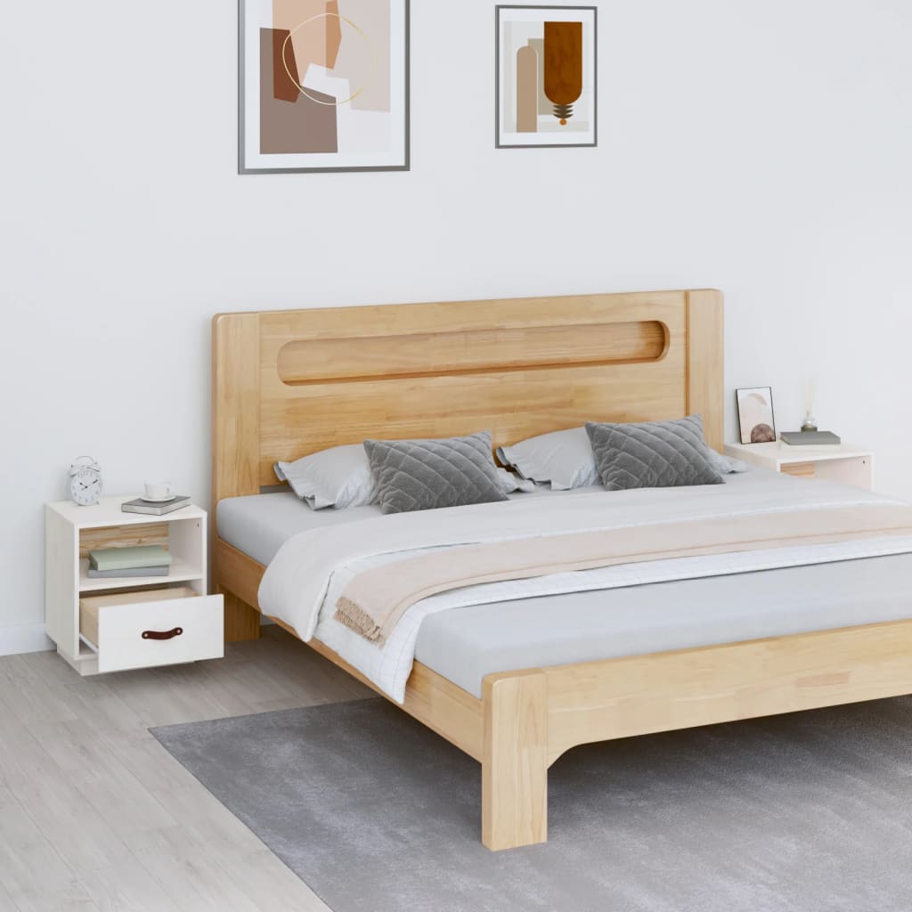 vidaXL Szafki nocne, 2 szt., białe, 40x34x45 cm, lite drewno sosnowe