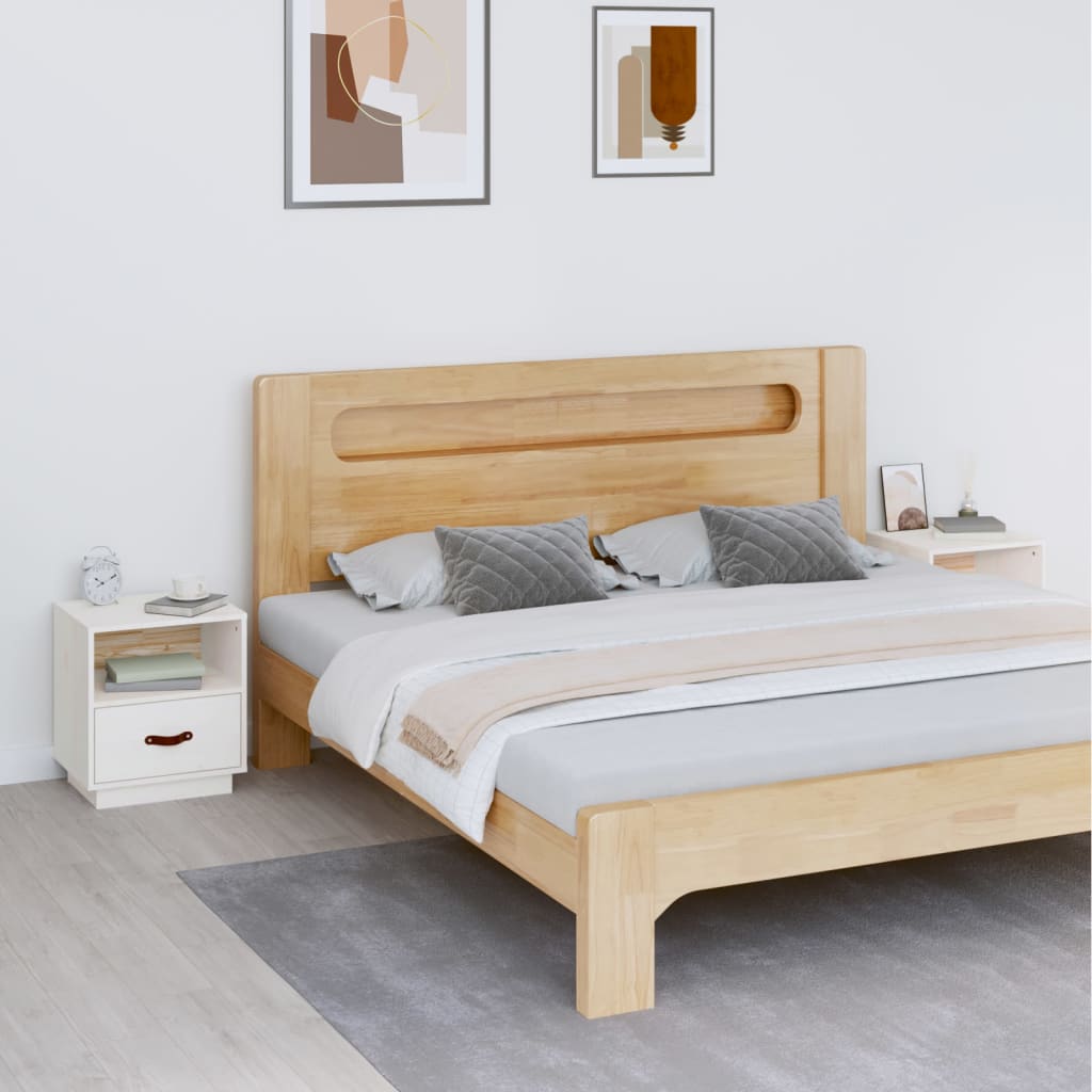 vidaXL Szafki nocne, 2 szt., białe, 40x34x45 cm, lite drewno sosnowe