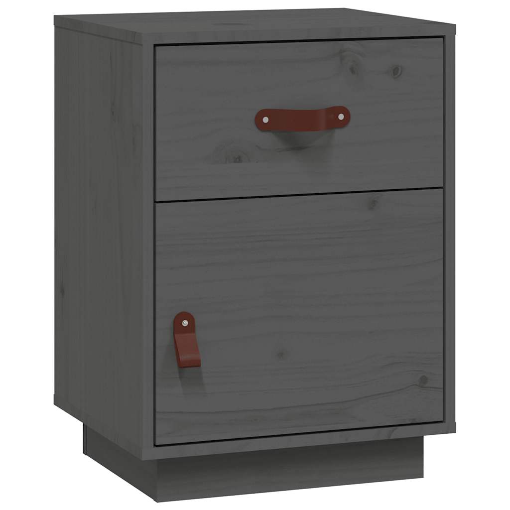 vidaXL Szafki nocne, 2 szt., szare, 40x34x55 cm, lite drewno sosnowe