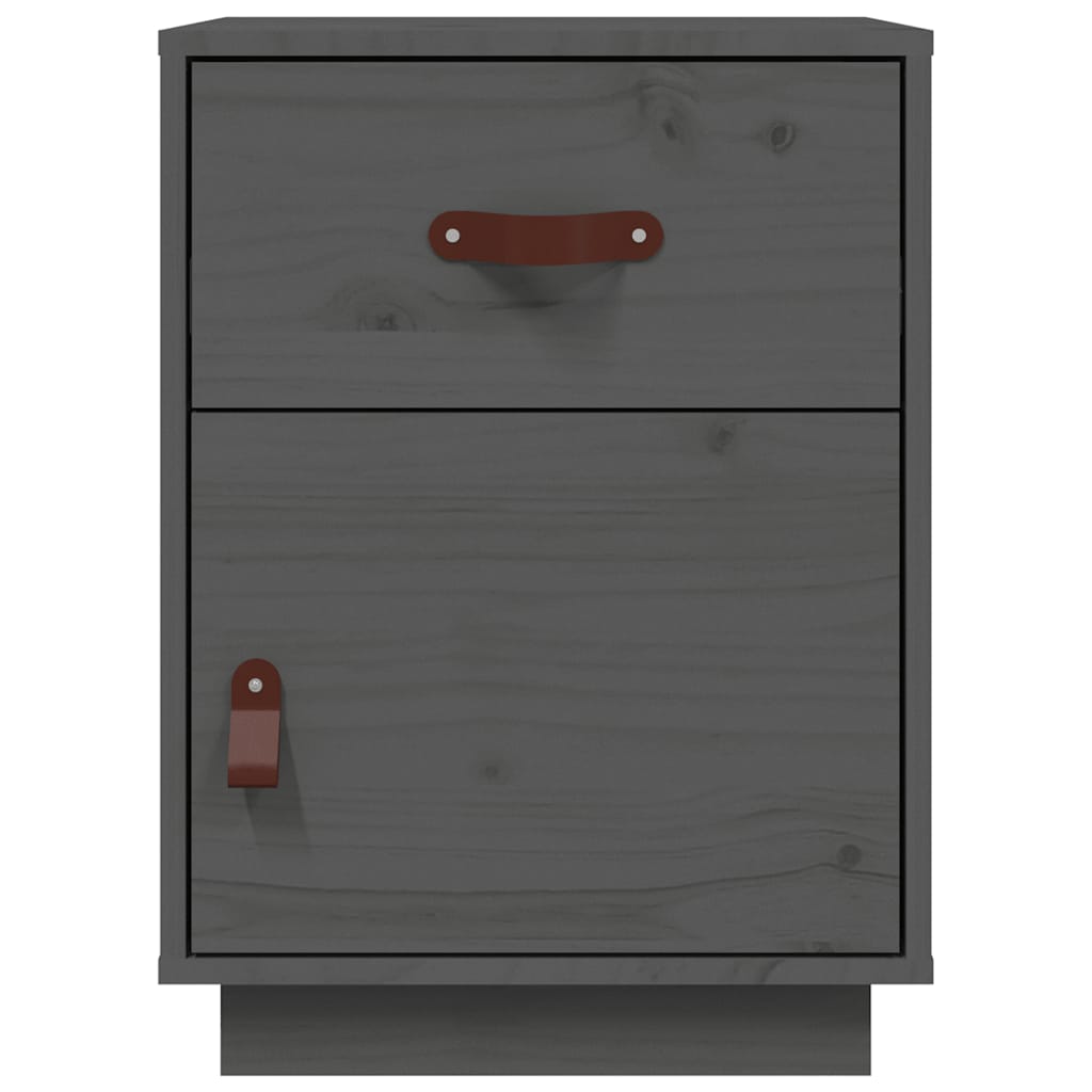 vidaXL Szafki nocne, 2 szt., szare, 40x34x55 cm, lite drewno sosnowe
