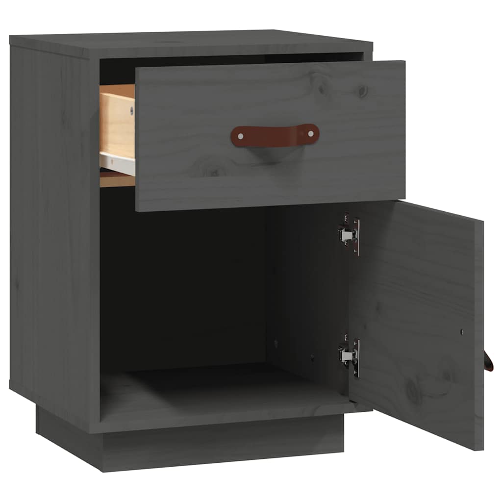 vidaXL Szafki nocne, 2 szt., szare, 40x34x55 cm, lite drewno sosnowe