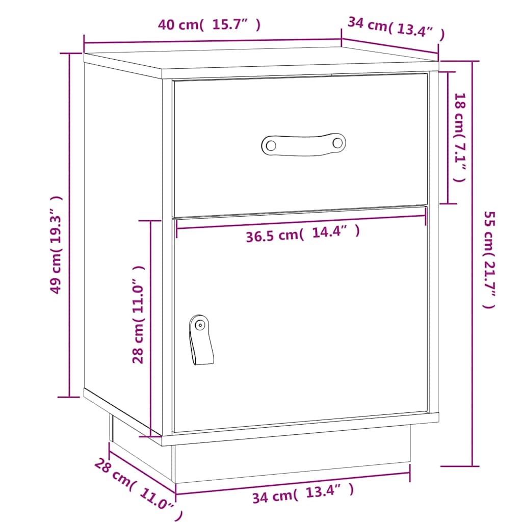 vidaXL Szafki nocne, 2 szt., szare, 40x34x55 cm, lite drewno sosnowe