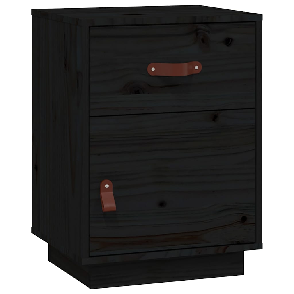 vidaXL Szafka nocna, czarna, 40x34x55 cm, lite drewno sosnowe