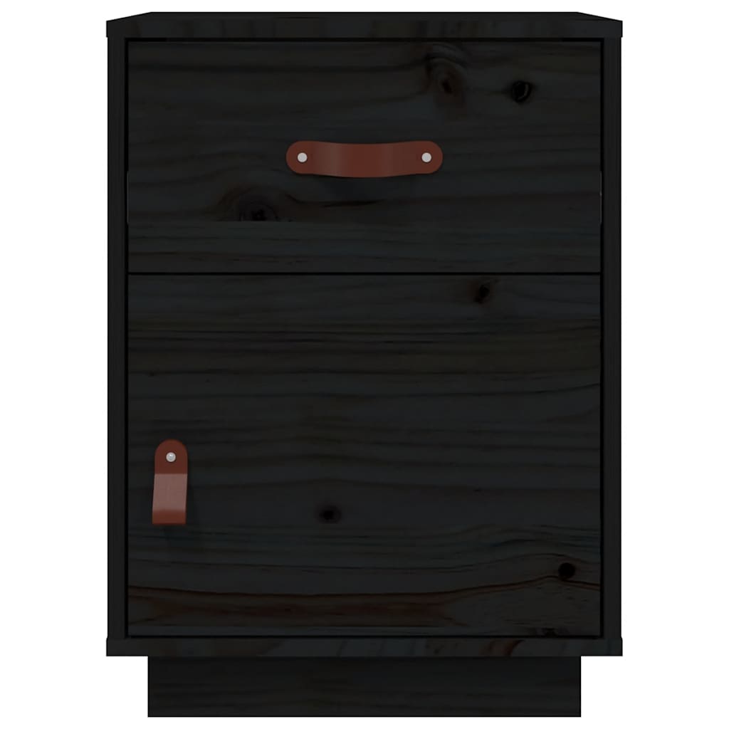 vidaXL Szafka nocna, czarna, 40x34x55 cm, lite drewno sosnowe