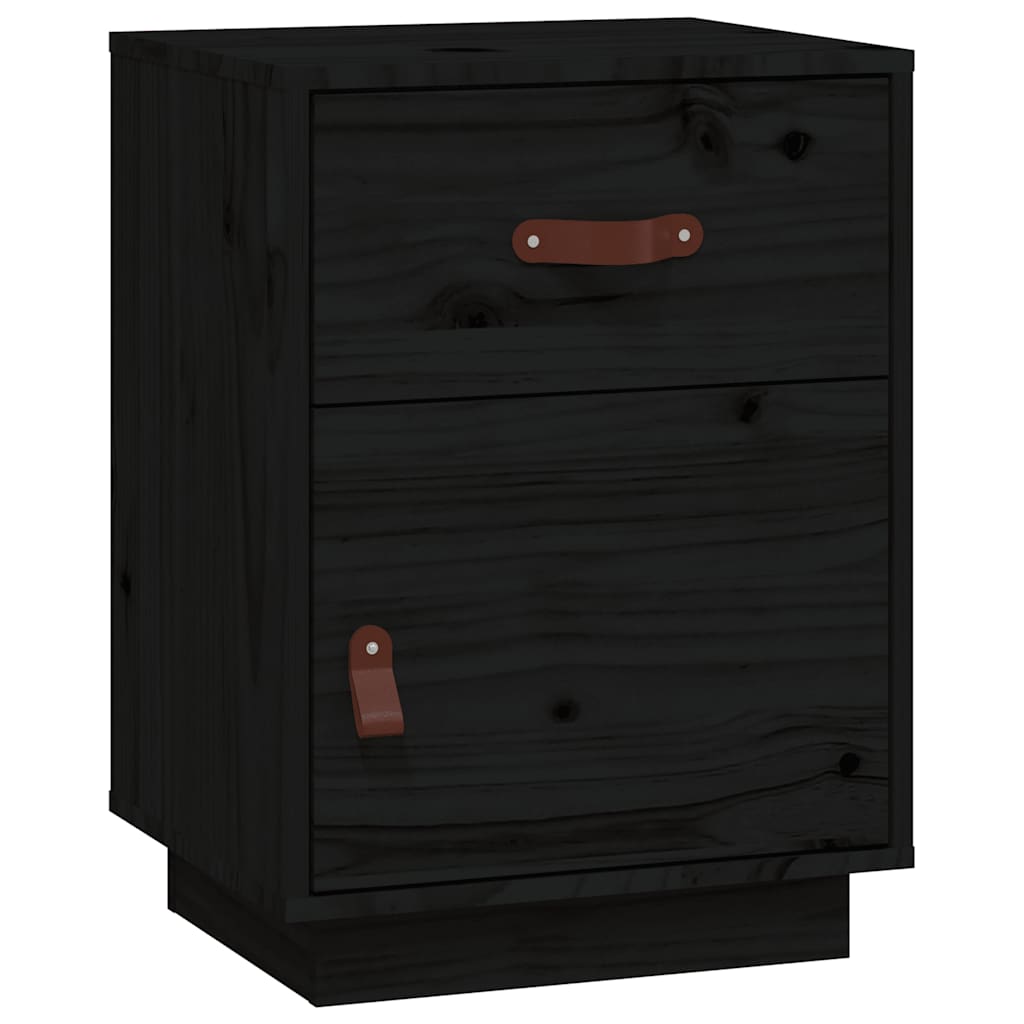 vidaXL Szafki nocne, 2 szt., czarne, 40x34x55 cm, lite drewno sosnowe