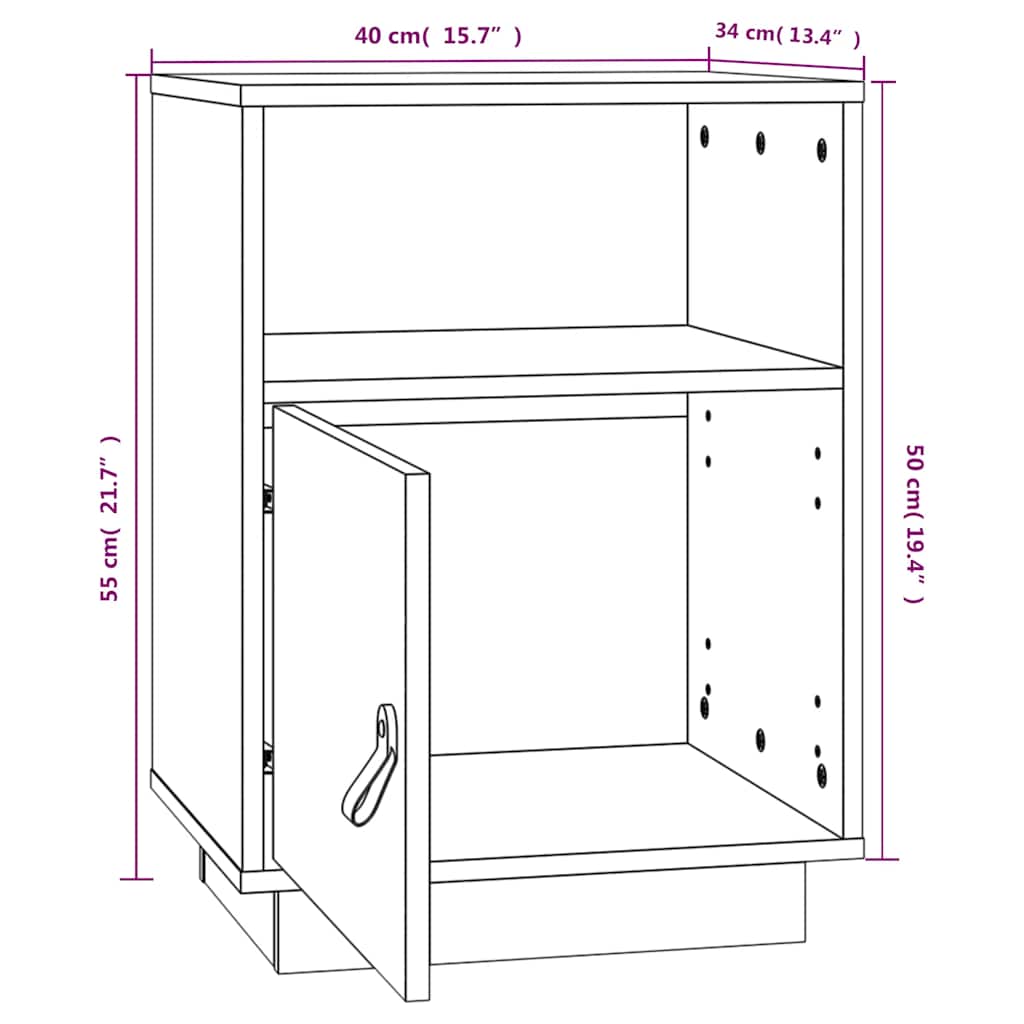 vidaXL Szafki nocne, 2 szt., 40x34x55 cm, lite drewno sosnowe