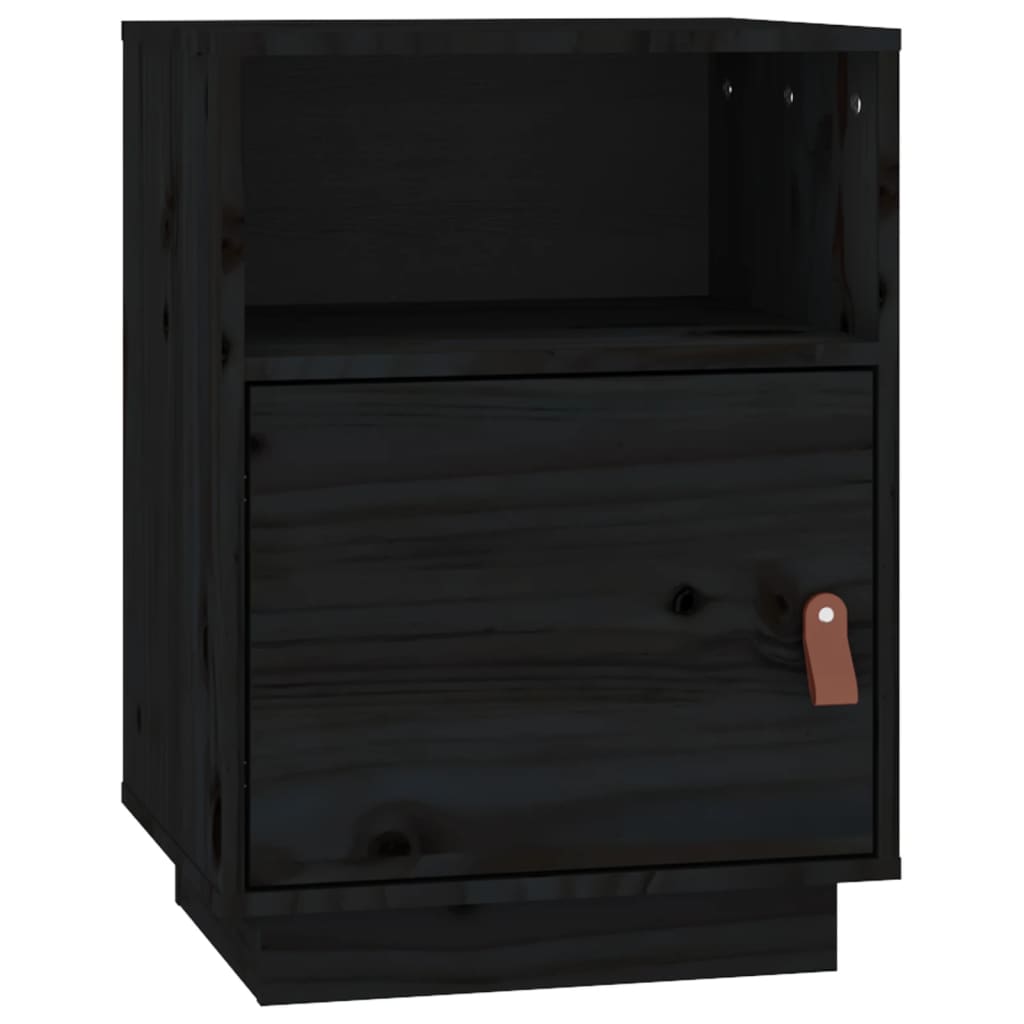 vidaXL Szafka nocna, czarna, 40x34x55 cm, lite drewno sosnowe