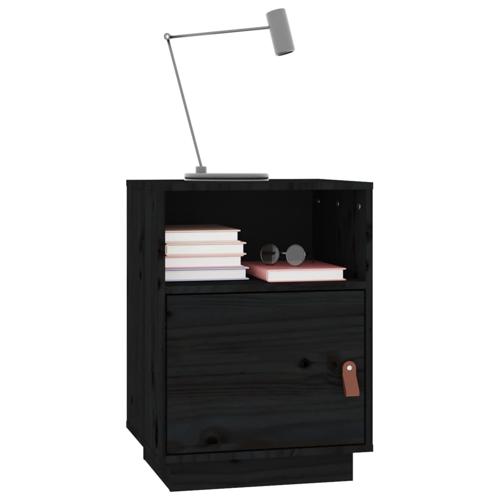 vidaXL Szafki nocne, 2 szt., czarne, 40x34x55 cm, lite drewno sosnowe