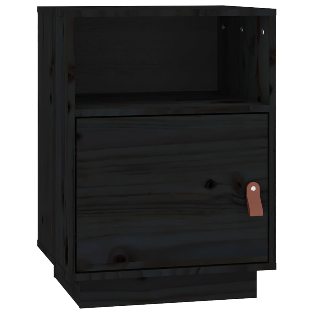 vidaXL Szafki nocne, 2 szt., czarne, 40x34x55 cm, lite drewno sosnowe